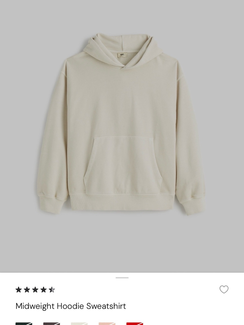 Madewell Men's Cream Pullover Hoodie